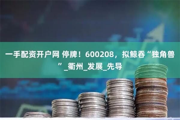 一手配资开户网 停牌！600208，拟鲸吞“独角兽”_衢州_发展_先导